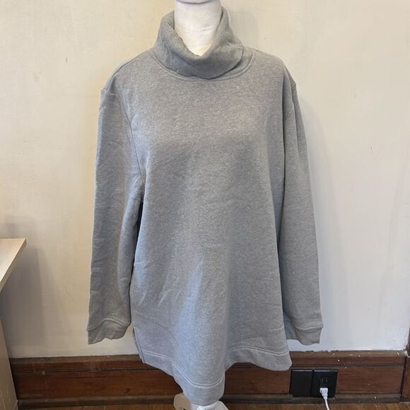 Karen Scott smoke gray turtleneck long sleeve fleece sweatshirt Size XXL New - Picture 2 of 11